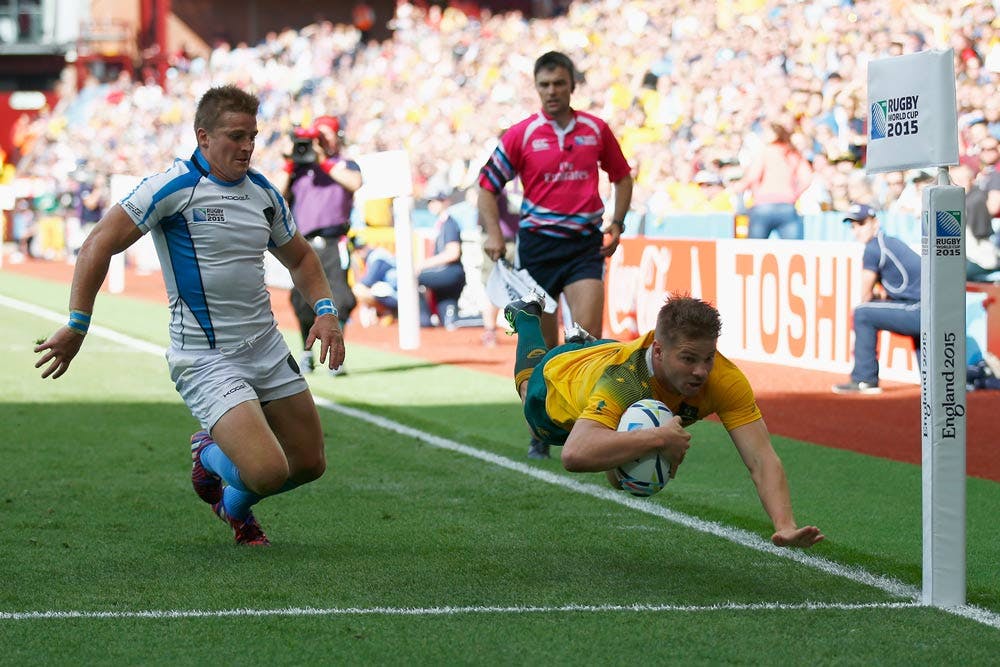 Drew Mitchell became Australia's most prolific World Cup try scorer on Sunday. Photo: Getty Images